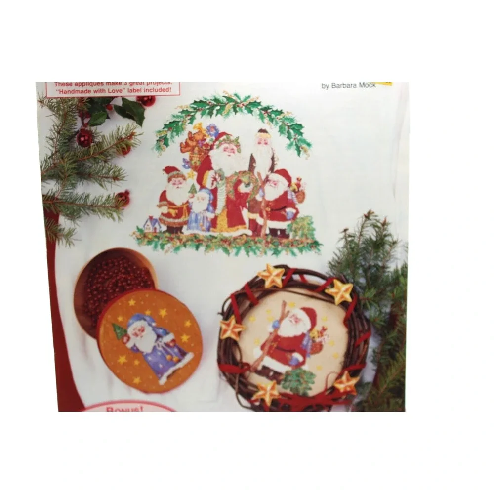 2 VTG Dimensions No-Sew Appliques Christmas Santa Collection 1994 NEW 6 projects